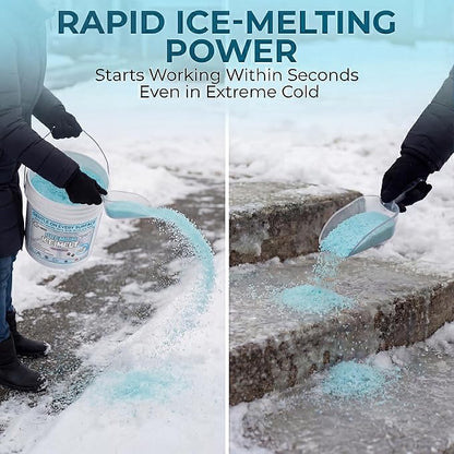 Pet-Friendly Ice Melt - Fast Acting Magnesium Chloride Formula, Safer for Pets & Surfaces, 15lb Bucket with Scoop