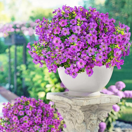 14 Bundles Fake Mums Fake Plants Artificial Mums for Outdoors Artificial Flowers for Yard Porch Home Garden Fall Indoor Outdoor Decor(Purple)