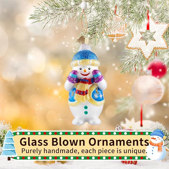 Snowman Christmas Ornaments,Glass Blown Ornaments for Christmas Tree,Snowman Collection Figurine Hanging Ornaments,Christmas Decorations for Xmas Tree Holiday Party Daily Gifts(Naughty Snowman)