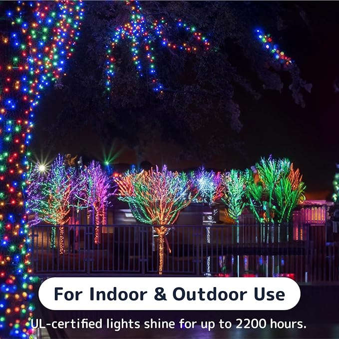 PREXTEX Christmas String Lights with Green Wire - 100 Count, 20 Ft Multicolored Christmas Tree Lights for Xmas Decorations Indoor and Outdoor - Warm Fairy String, Ideal for Patios, Fences, Holidays