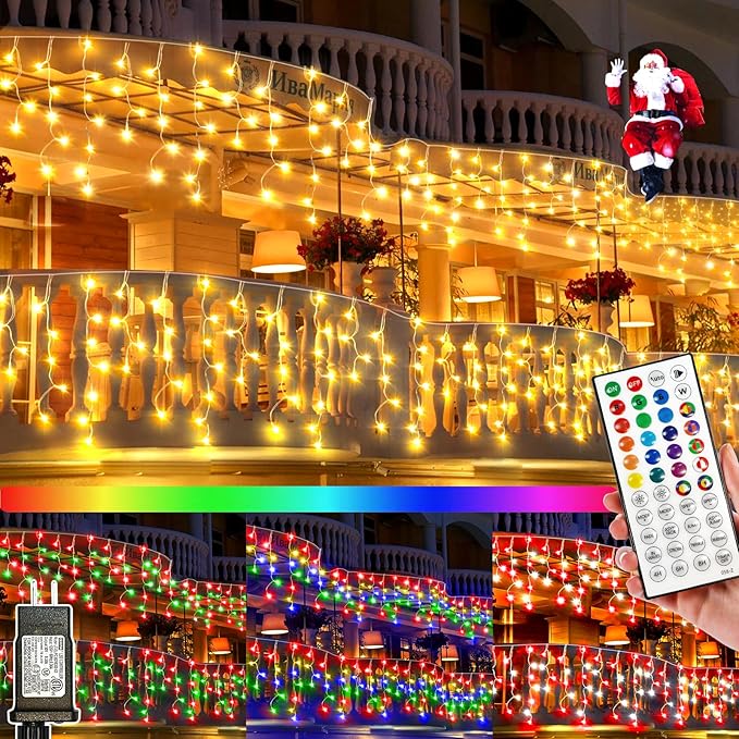 52FT RGB Christmas Lights Outdoor, 504 LED Outdoor String Lights Waterproof Plug in with 8 Modes & Timer, Color Changing Christmas Lights for Tree Party, Garden, Holiday Decorations