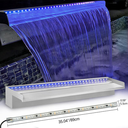 LED Light Strip Color Changing Waterfall Show Lights,Remote and APP Control Waterproof Aluminum LED Lights for Pool Pond Waterfall Fountain Landscape Lighting Decor 35.04"