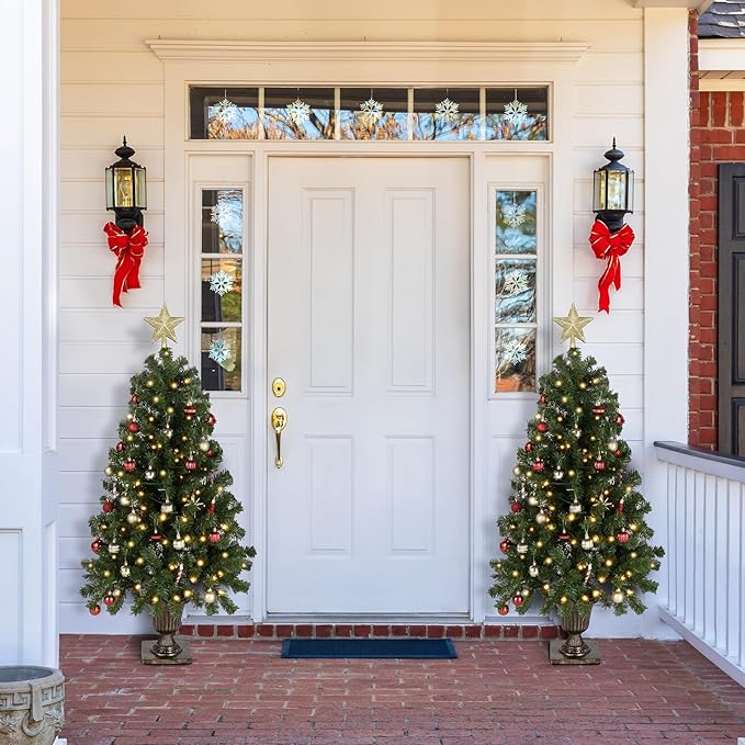 VINGLI 4ft Prelit Artificial Christmas Tree with 120 Warm White Lights, 211 Branches Tips, Xmas Entrance Tree Holiday Party Decorations