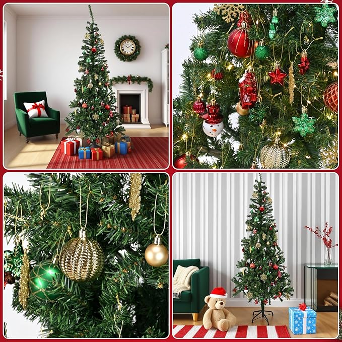 70 Pcs Christmas Ball Ornaments Set，Shatterproof Gold Ornaments for Xmas Tree，Christmas Ball Tree Hanging Ornaments for Christmas Decoration (Red Green)