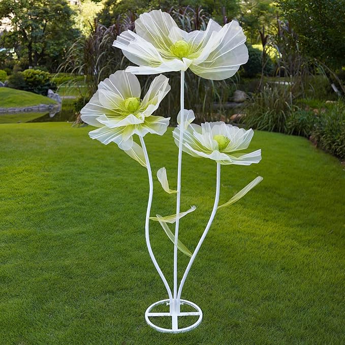 Giant Flowers for Decoration,3-Head Large Artificial Silk Flower with Standing Stems and Base for Party Banquet Wedding Reception Background Decor Home Decor (Cyan Gradient)