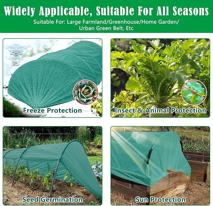 UQM 10 X 50 Ft Plant Covers Freeze Protection, 1.9oz/Yd² Thickened Frost Cloths Blankets for Outdoor Plants, Frost Protection Plant Cover for Winter Vegetables Plants Raised Bed