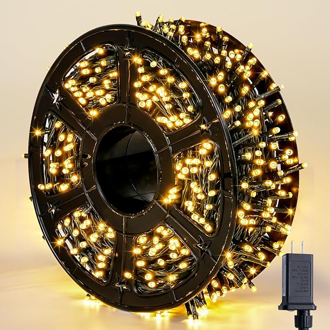 JMEXSUSS 272ft 800 LED Outdoor Christmas Lights, 8 Modes Warm White Christmas Tree Lights Green Wire, Waterproof Led String Light for Outside Indoor Xmas Party Tree Decor