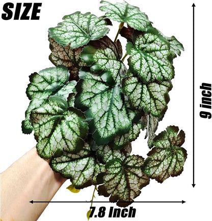 Woyrise Reptile Plants, Terrarium Hanging Plant Vines, Artificial Leaves with Suction Cup, Bearded Dragon Tank Accessories for Gecko Lizard Snake Frog Tortoise Decorations - Green Heuchera