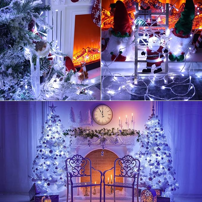 338Ft Christmas Lights Outdoor, 1000 LED Christmas String Lights with 8 Modes, Timer, Waterproof Fairy Twinkle Lights for Party, Garden, Wedding, Holiday, Weddings, Xmas Tree Decorations (Cool White)