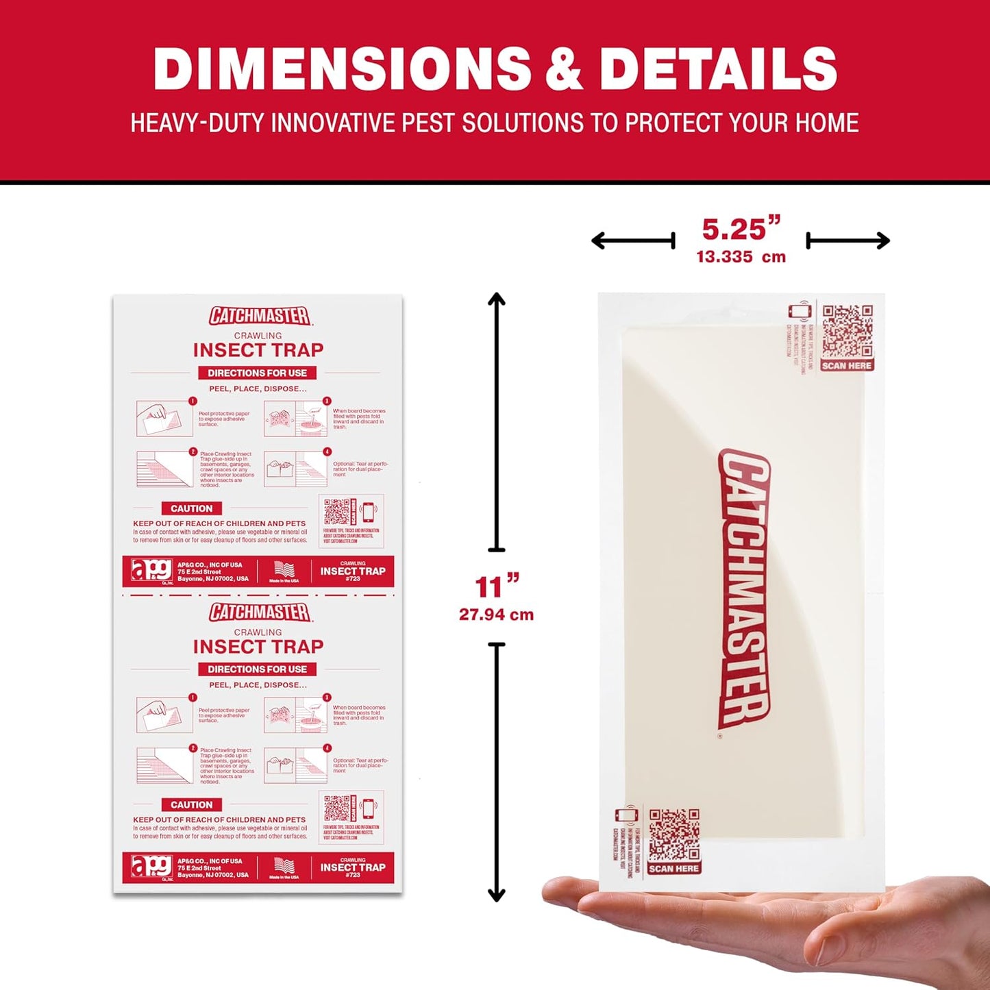 Catchmaster Crawling Insect Trap XL Giant Glue Traps 20-PK, Adhesive Bug Catcher, Spider, Cricket, Ant & Roach Traps for Home, Bulk Insect Glue Boards for House & Garage, Pest Control for Home