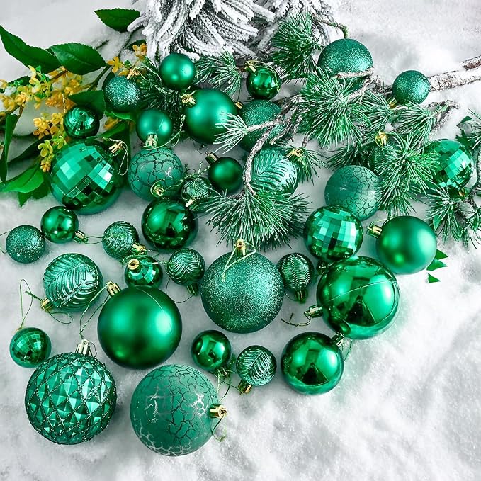 LANGXUN 36pcs Emerald Green Christmas Tree Decorations Balls, Bolas De Navidad, 2025 Christmas Decor, Indoor Outdoor Shatterproof Christmas Ornaments, Xmars Party Wedding Suppiles