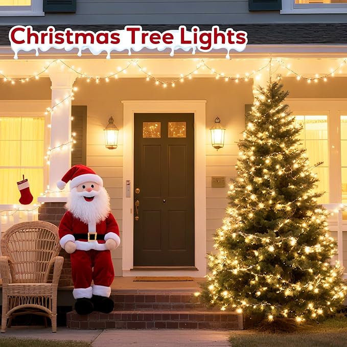 Hishine 164FT 1000LED Christmas Lights Outdoor String Lights Indoor 8 Modes Waterproof Plug in Christmas Tree Light for Holiday, Warm White