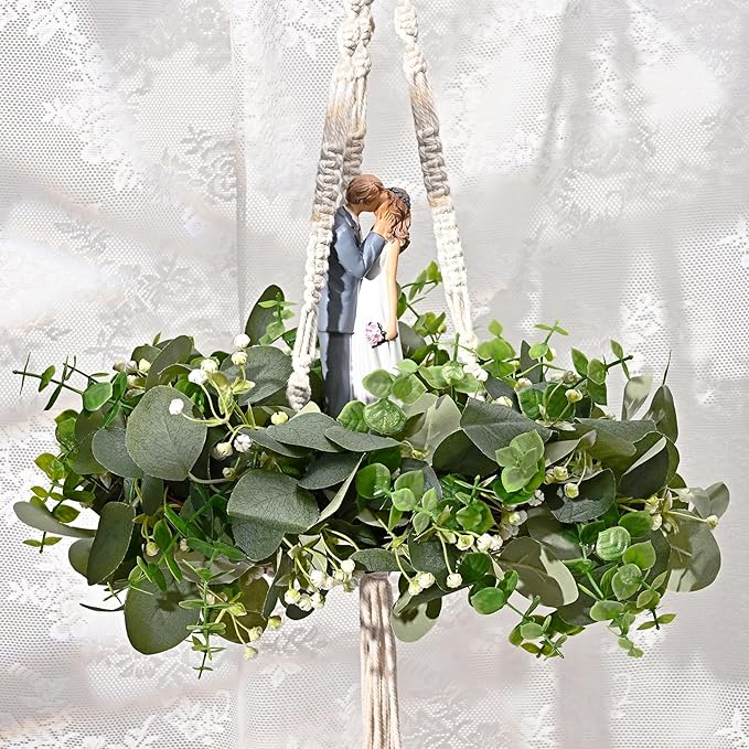 Dolicer 2 Packs 6FT Artificial Eucalyptus Garland, Faux Greenery Garland Fake Vines Hanging Silver Dollar Eucalyptus Leaves for Wedding Backdrop Arch Table Wall Party Home Decor