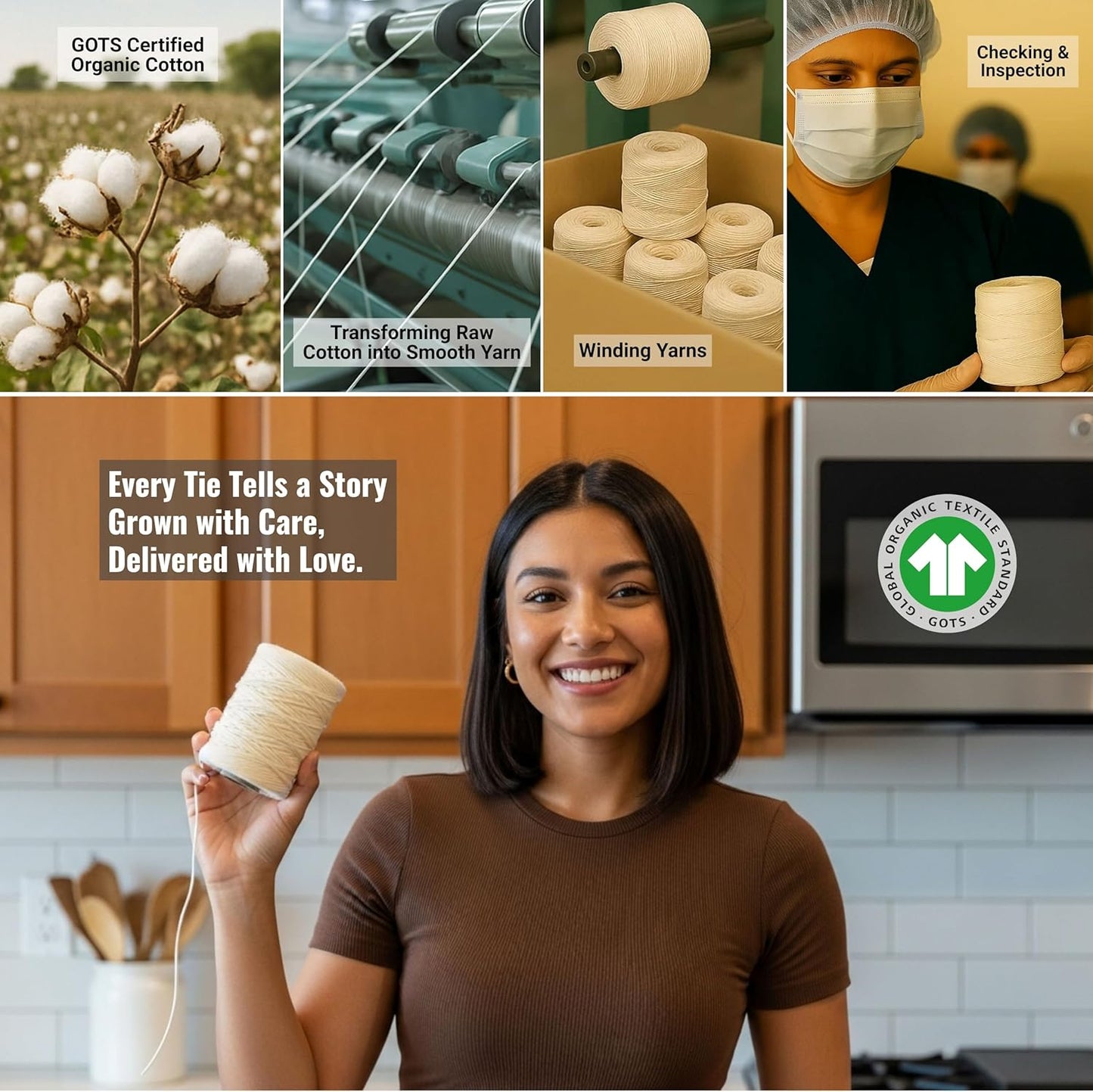 Organic Butcher’s Twine for Cooking & Trussing – 2mm Heavy-Duty Natural Cotton Kitchen Twine 1000 Feet – Food-Safe, Oven-Safe String for Meat, Turkey, Baking, & Crafts