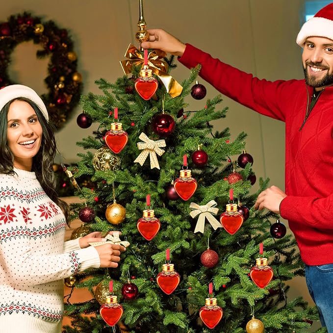 Patelai 18 Pcs Christmas Drink Balls Clear Shot Glass Ornaments Xmas Tree Fillable Ornaments Plastic Xmas Water Bottle Bulbs for Holiday Party Decorations(Round,100 ml)