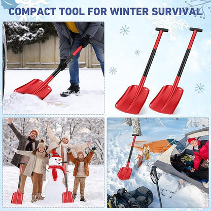 Gisafai 1 Pcs 34'' Detachable Emergency Snow Shovel for Car Aluminum Extendable Collapsible Snow Shovel Emergency Car Cleaning Equipment Suitable for Truck SUV Van Camp Outdoor (Red)