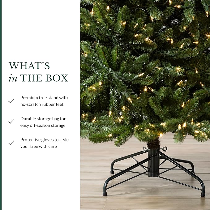 Balsam Hill 4.5 ft Unlit Classic Blue Spruce - Artificial Christmas Tree with Premium Stand for Indoor Holiday Decorating