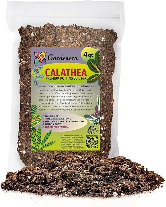 Gardenera Calathea Potting Mix - Promote Strong Roots and Captivating Patterns with Our Premium Blend - 4 Quart