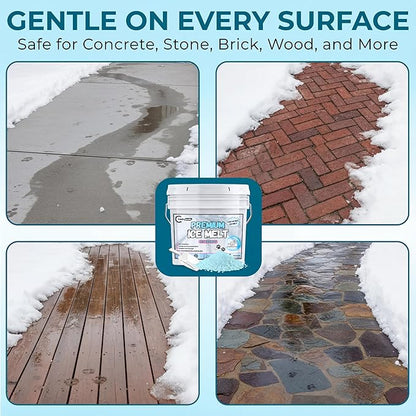 Pet-Friendly Ice Melt - Fast-Acting Magnesium Chloride Formula, Safer for Pets & Surfaces, 30lb Bucket with Scoop