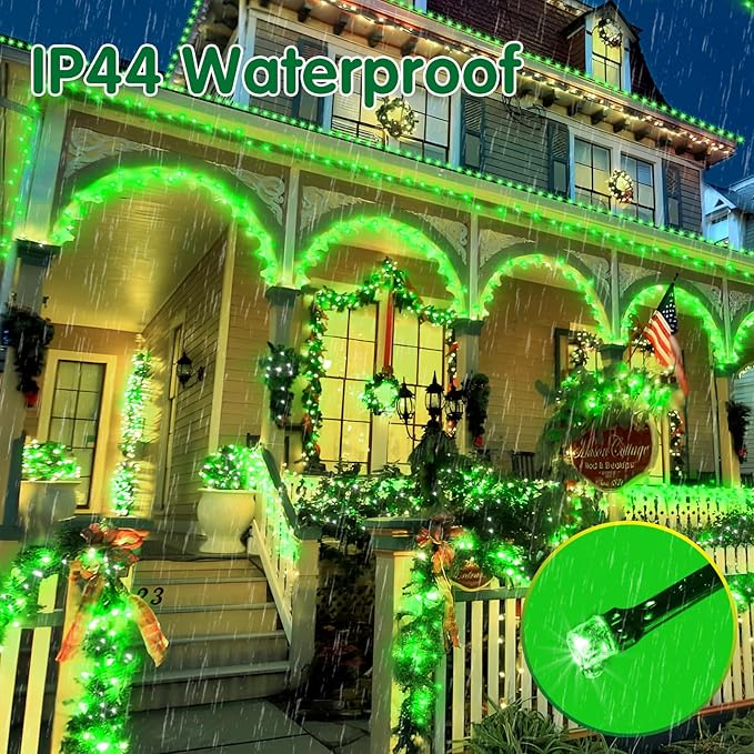 XURISEN 403FT 1000 LED Christmas Lights Outdoor Green Wire String Lights 8 Modes with Timer Memory Waterproof Fairy Light Plug in for Xmas Tree Wedding Yard Party Holiday Decorations(Green)