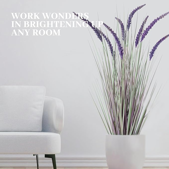 KOL 4ft Artificial Veronica Spiked Speedwell Grass, 47in Faux Veronica Spicata Plant, Tall Horsetail Reed Grass, UV-Resistant Fake Grasses for Indoor/Outdoor Décor, Home Office Wedding Centerpiece