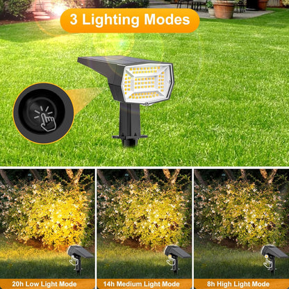 Fabrito 72 LEDs Solar Spot Lights Outdoor Waterproof, 3 Modes Landscape Spotlights, Dusk to Dawn Solar Powered Flood Wall Lights for Outside, Solar Garden Lights for Yard Porch 6 Pack (Warm White)