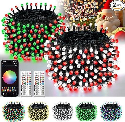 Smart Color Changing Christmas String Lights, 2Pack 164FT 400LED App Control RGB LED String Lights with Remote & Timer, Waterproof Twinkle Christmas Tree Lights Indoor Outdoor Holiday Xmas Tree Decor