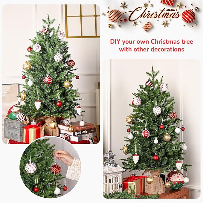 Alupssuc 3 ft Small Prelit Artificial Christmas Tree with Color LED Lights, Remote Control and Timer, Perfect PE+PVC Little Tabletop Christmas Tree for Xmas Desk, Home Decor, 3 Foot