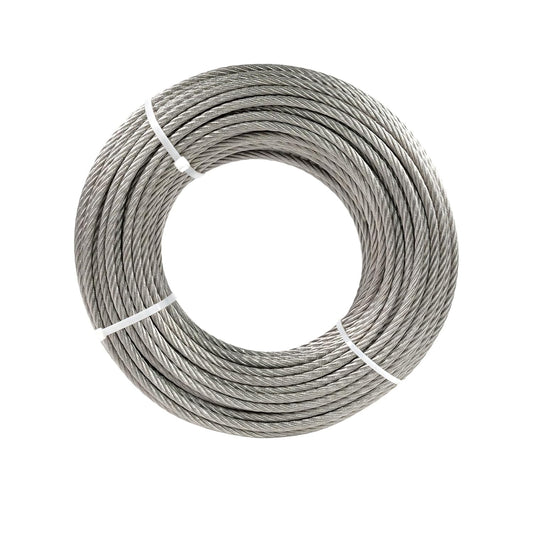 1/4" Stainless Steel Cable, 100FT Wire Rope, 7X19 Strands Aircraft Cable, 6400lbs Breaking Strength, for Zipline, Outdoor, Deck Railing, Heavy Duty Applications, Hanging