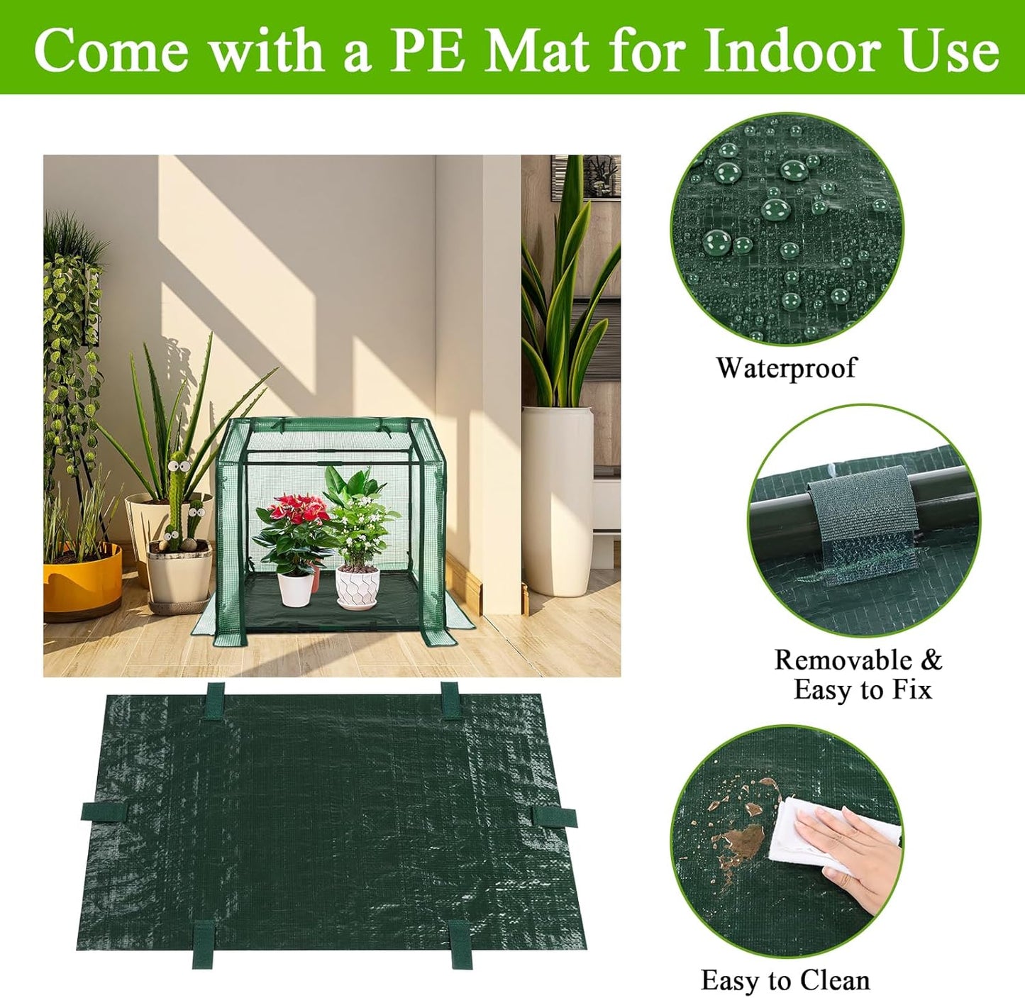 Ileading Small Greenhouse for Outdoor Indoor Portable Mini Garden Green House with Waterproof Pad, 4 Ground Stakes, 10 T-Shaped Plant Tags, Durable PE Plant Cover Tent, 33.5x23.2x32.5 Inch