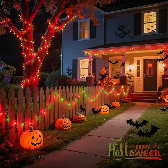 JMEXSUSS 200 LED Red and Green Halloween Lights Outdoor, 66ft Christmas String Lights Indoor Clear Wire Plug in for Bedroom Party Christmas Tree Halloween Decorations