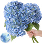 Nubry 22.44In Blue Hydrangea Artificial Flowers, 3Pcs Latex Faux Real Touch Large Hydrangea Flowers with Long Stems & Leaves for Home Office Decor Wedding Party Arrangements(Blue)