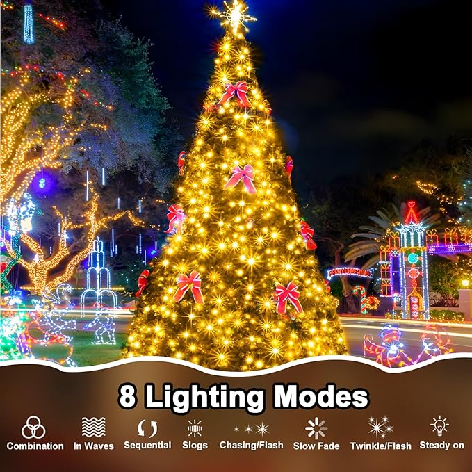 328 FT 1000 LED String Lights Outdoor Indoor, Christams String Lights Waterproof 8 Modes & Timer, Fairy Lights Plug in for Bedroom, Weeding, Patio, Party, Holiday,Christmas Decor (Warm White)