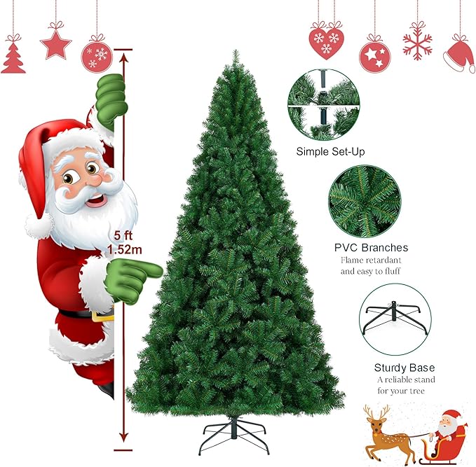 KTKDE 5ft Artificial Christmas Tree, Premium Spruce Artificial Holiday Christmas Tree for Home, Office,Party Decoration w/560 Branch Tips1pcs Tree top Star 1 Set Led Battery Box String Lights