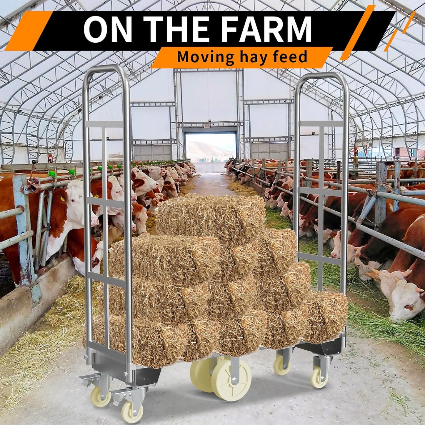 U-Boat Platform Truck Cart, 16 x 48 Inch Narrow Aisle Flatbed Truck w/6PCS Wheel Caster 2000LBS Weight Capacity Heavy Duty Platform Dolly with Removable Handles for Warehouse, Storage Room