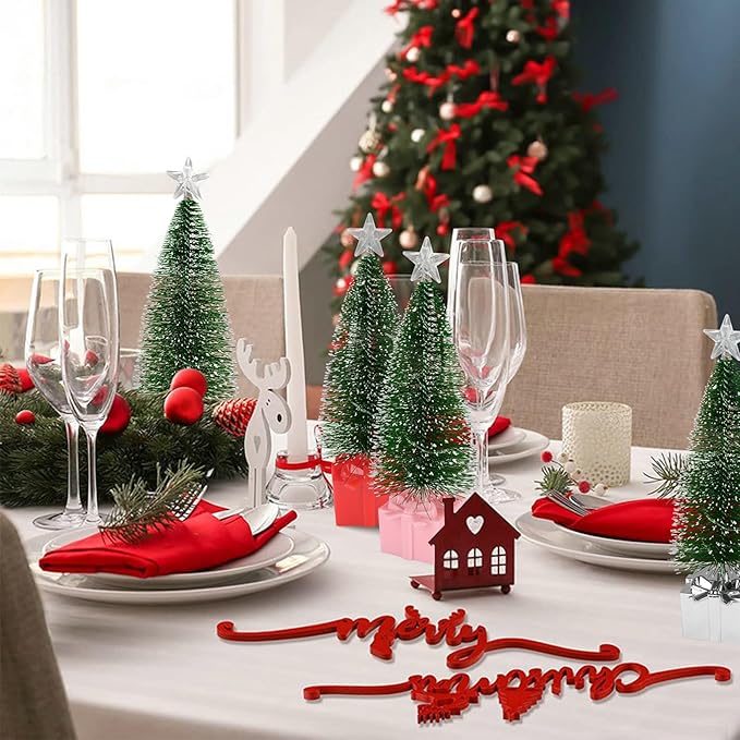 Mini Christmas Tree with Lights, 4 Pack Tabletop Christmas Tree with LED Lights for Indoor Christmas Decorations Holiday Party Ornagment, Christmas Centerpieces for Tables (4)