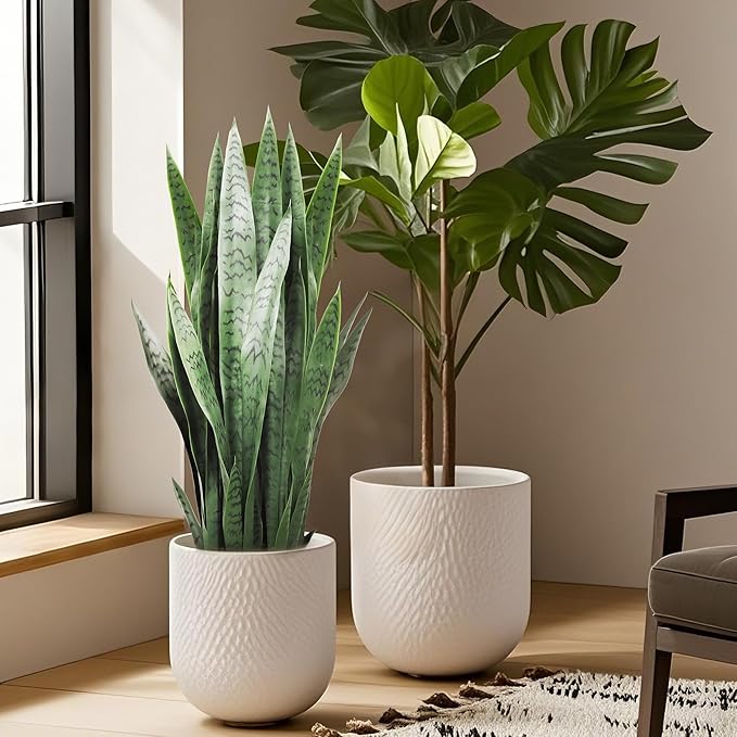 KOL 3FT 2-Pack Artificial Snake Plant, Fake Sansevieria Indoor Outdoor, 28 Thick PE Leaves Lifelike Faux Silk Plants, Home Living Room Decor 35in Mother in Law Tongue, Greenery for Office Decor, Green