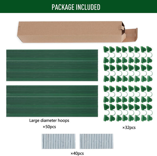 MAXPACE Greenhouse Hoops for DIY 2.8ft or Wider Grow Tunnel, Rust-Free Fiberglass Support Hoops Frame for Garden Fabric, DIY Plant Support Garden Stakes, Gardening Supplies, 50pcs