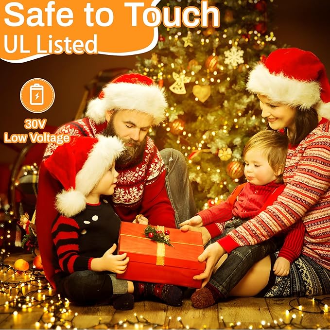 Christmas Lights 1000LED 98FT Waterproof Outdoor Timer 8 Modes Twinkle Fairy Lights LED String Lights Indoor Christmas Tree Lights for Wedding Party Yard House Decor