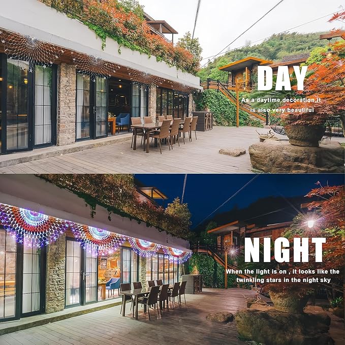 HYH American Flag LED Lights - 47in Patriotic Lights for 4th of July Decorating Indoor and Outdoor Waterproof Half Fan Flag Light for Patriotic LED Lighting Banner House, Garden,Decoration