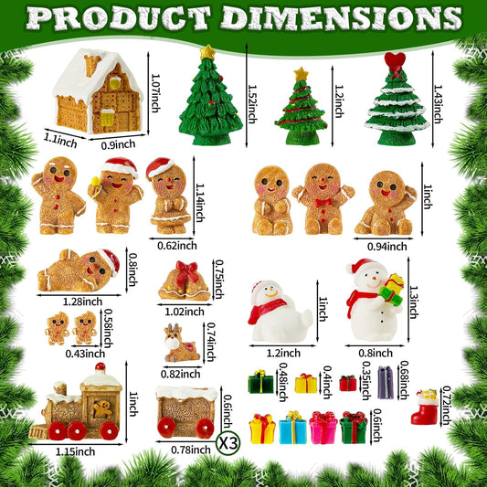 30 Pcs Mini Christmas Figurines Christmas Miniature Gingerbread Man for Fairy Garden and Snow Globes Christmas Decor