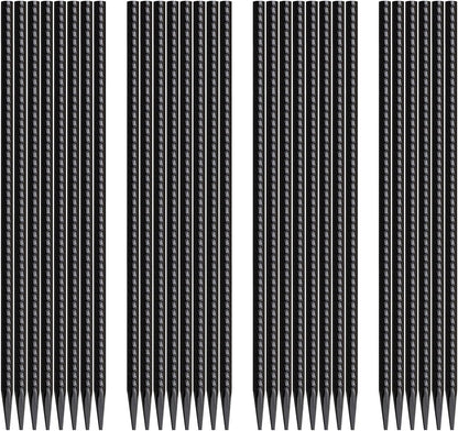 16 Inch Rebar Stakes 30 Pack Heavy Duty Ground Anchors with Chisel Point End Long Straight Steel Tent Stakes 3/8" Thickness Metal Spikes Black Coated for Concrete Timber Camping Garden Plant