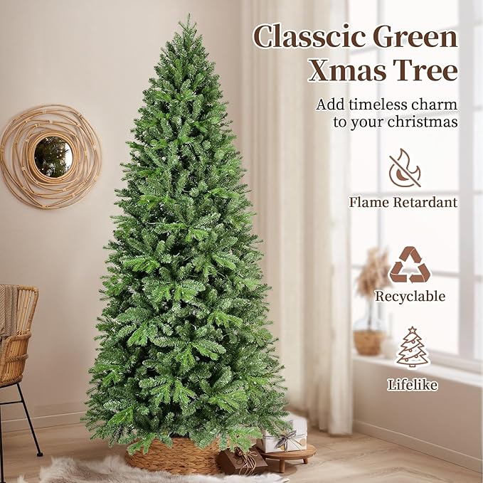 9 ft Artificial Christmas Tree,North Valley Spruce Xmas Tree Easy to Assemble for Home Decoration Holiday Celebrations