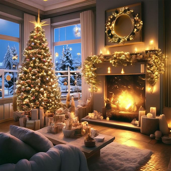 Christmas String Lights Battery Operated - 17 FT 50 LED Bulb Clear Mini Lights with 8 Modes, Waterproof Tree Light for Xmas Christmas Garland Bedroom Outdoor Indoor Holiday Party Garden Decor