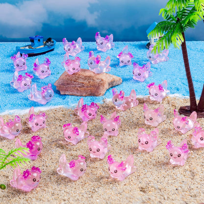 80 Pcs Mini Resin Axolotl with Coral Variety Tiny Animals Figures Miniature Little Small Salamander Figurines Bulk for Micro Fairy Garden Landscape Accessories Hide Crafts Decor
