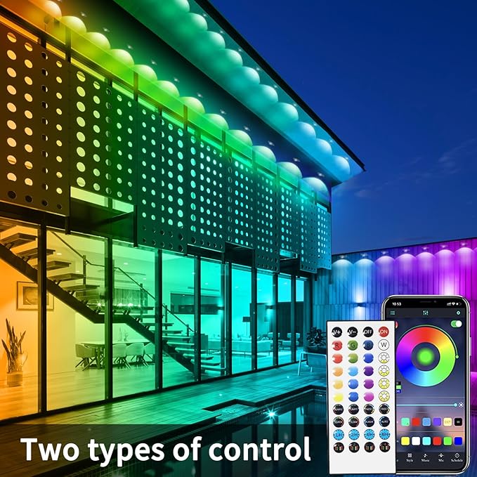 300ft Permanent Outdoor Lights,RGB Eave Lights,Music Sync IP67 Waterproof Outdoor Eave Light Lighting, can be Used for Garden,House,Party,Holiday Decoration（2 Rolls of 150ft