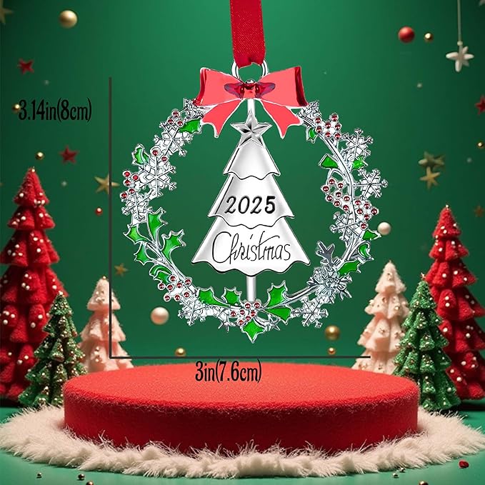 Christmas Ornaments 2025,Xmas Keepsake Pendant, Christmas Tree Ornament Handcrafted Metal DIY Hanging Craft Collectibles for Xmas Trees Home Party Party Gifts (tree2025)