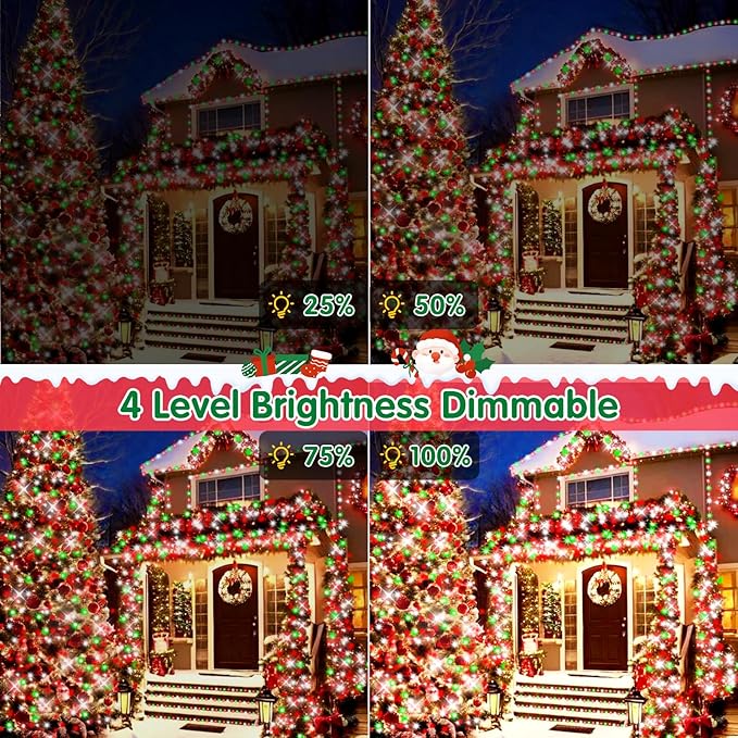 XURISEN 551FT 1400 LED Christmas Lights Outdoor Green Wire String Lights 8 Modes with Timer Memory Waterproof Fairy Light Plug in for Xmas Tree Wedding Yard Party Holiday Decorations(Red+Green+White)