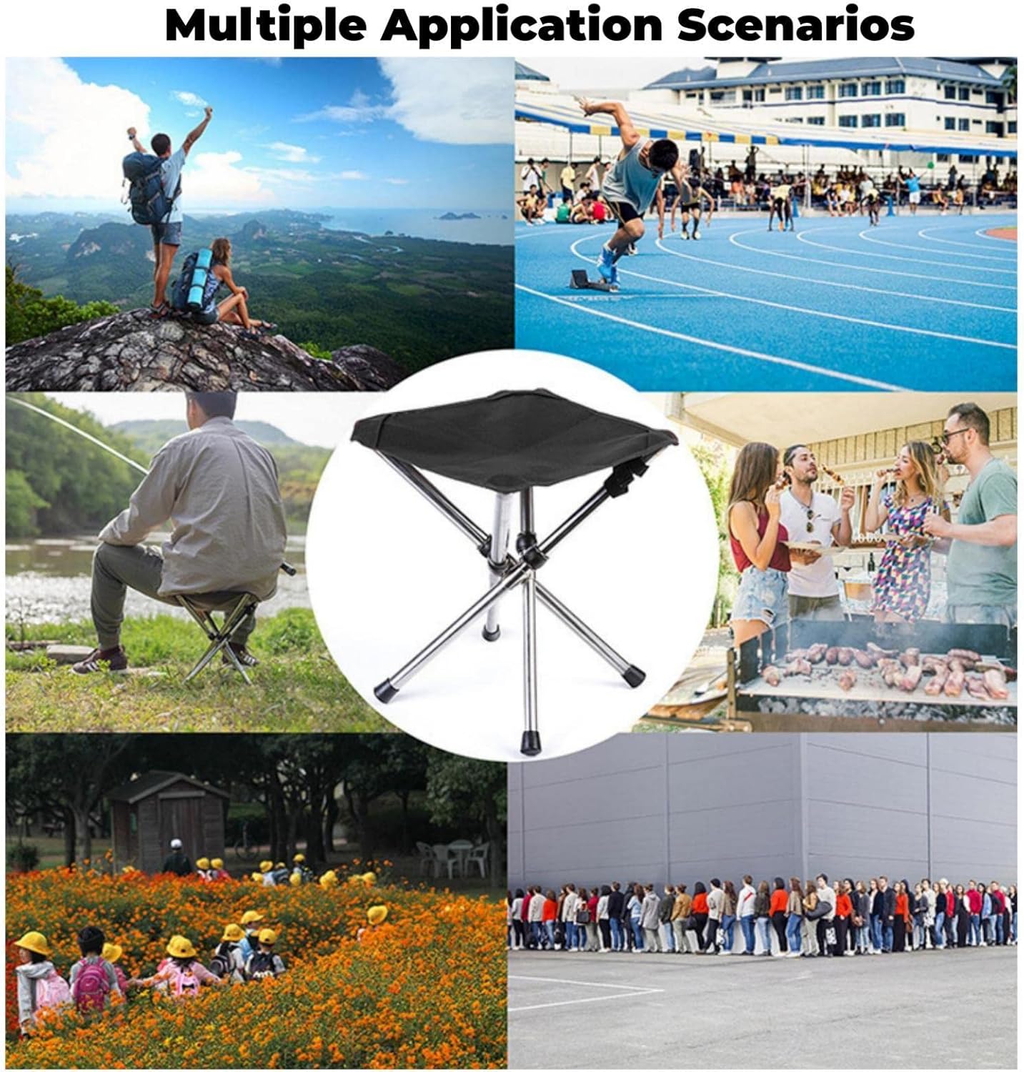 Ultra-Lightweight Stainless Steel Folding Camping Stool - Compact Portable Backpacking Stool with Carry Bag Supports 240 lbs 12.6” Folded Size for Hiking Travel Outdoor Events