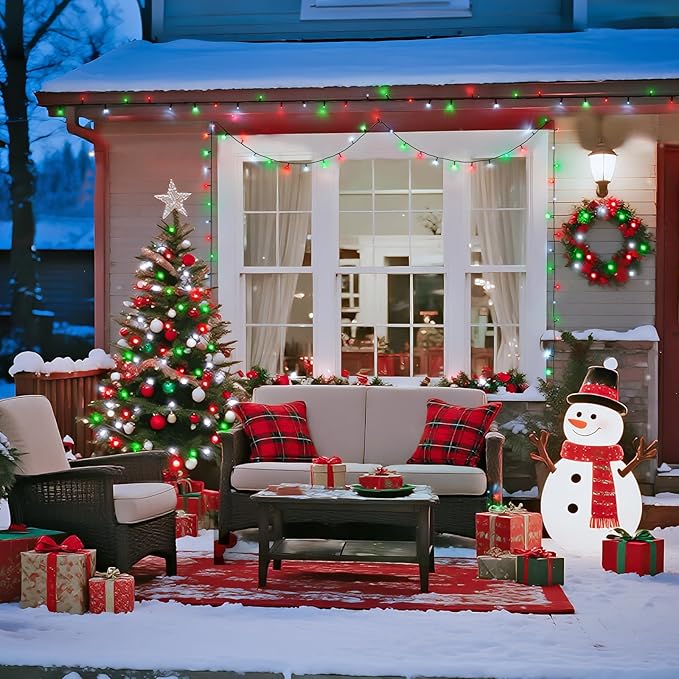 JMEXSUSS 500 LED Red White and Green Christmas Lights, 173ft Christmas Tree Lights Outdoor Waterproof, 8 Modes Twinkle String Lights for House Xmas Tree Party Holiday Decor